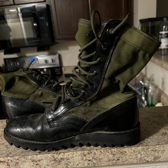 Black and green army jungle boots ripple sole - Picture 2 of 3